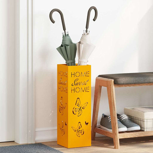vidaXL Umbrella Stand Mustard 15.5 x 15.5 x 49 cm Steel