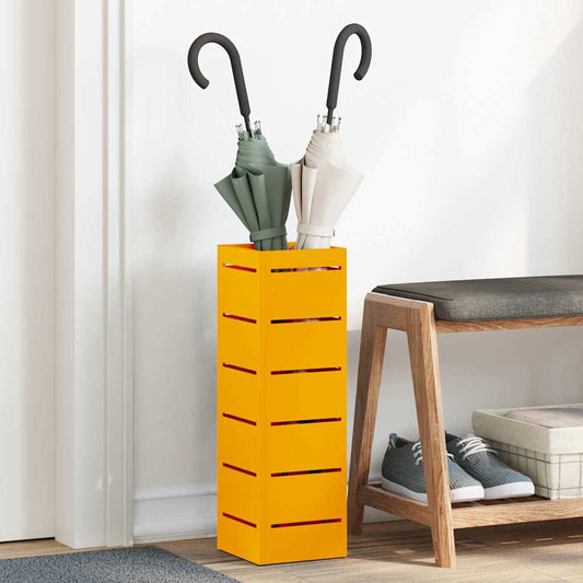 vidaXL Umbrella Stand Mustard 15.5 x 15.5 x 49 cm Steel