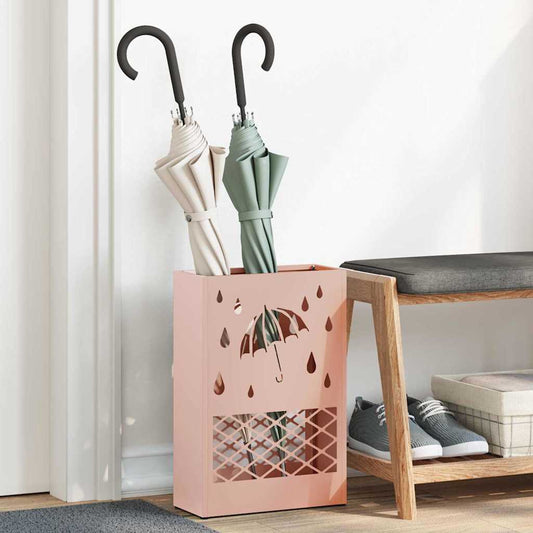 vidaXL Umbrella Stand with Storage Pink 28 x 12 x 41 cm Steel