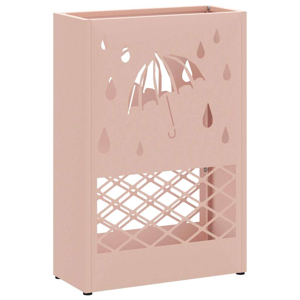 vidaXL Umbrella Stand with Storage Pink 28 x 12 x 41 cm Steel