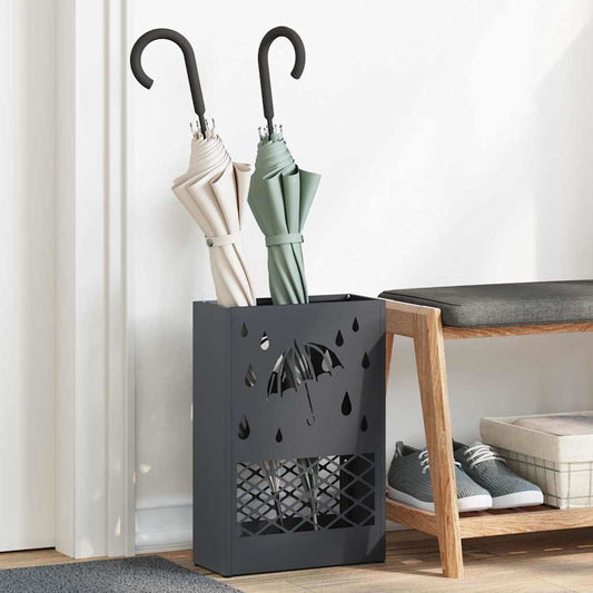 Rain Umbrella Stand Anthracite 28 x 12 x 41 cm Steel