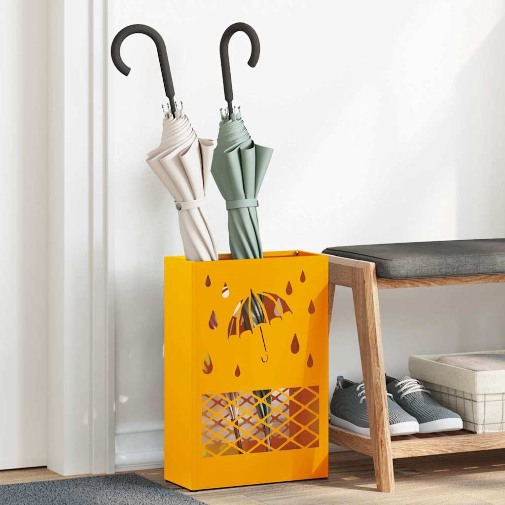 Rain Umbrella Stand Mustard Yellow 28 x 12 x 41 cm Steel