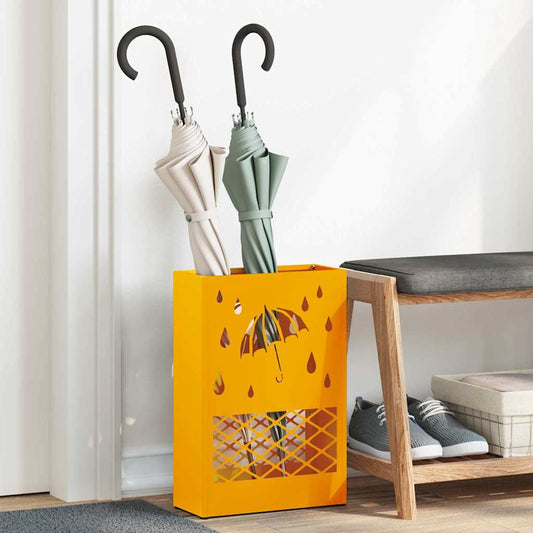 Rain Umbrella Stand Mustard Yellow 28 x 12 x 41 cm Steel