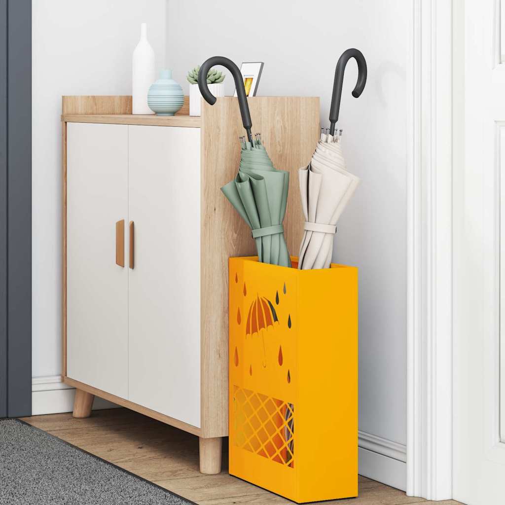 Rain Umbrella Stand Mustard Yellow 28 x 12 x 41 cm Steel