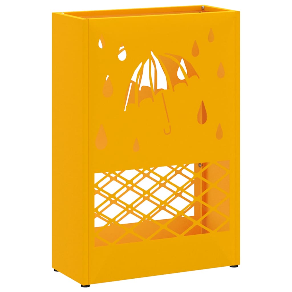 Rain Umbrella Stand Mustard Yellow 28 x 12 x 41 cm Steel