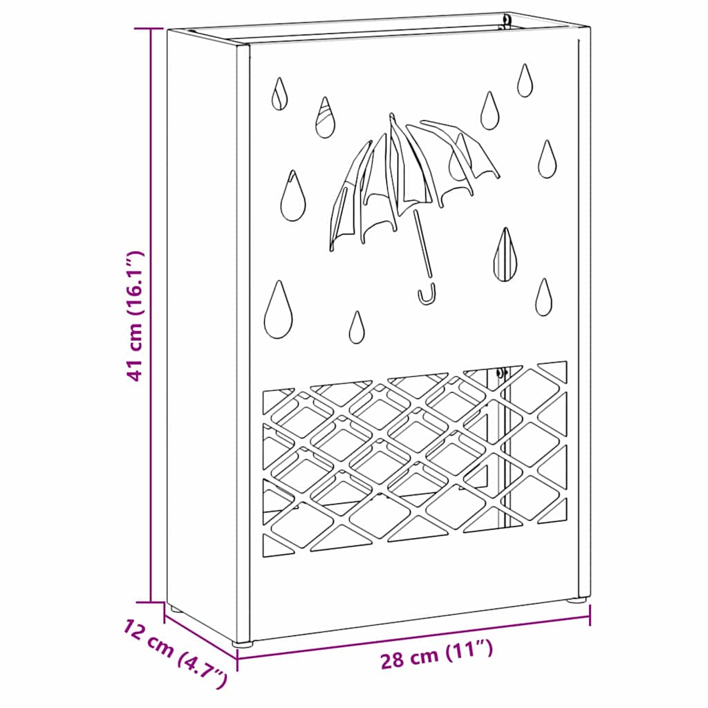 Rain Umbrella Stand Mustard Yellow 28 x 12 x 41 cm Steel