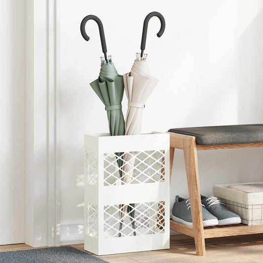 Umbrella Stand White 28 x 12 x 41 cm Steel