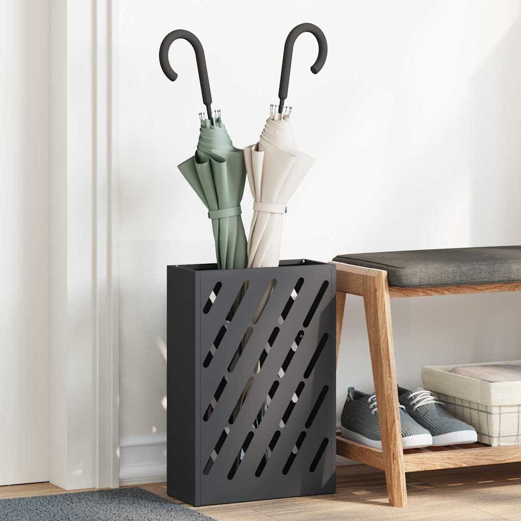 Umbrella Stand Black 28 x 12 x 41 cm Steel