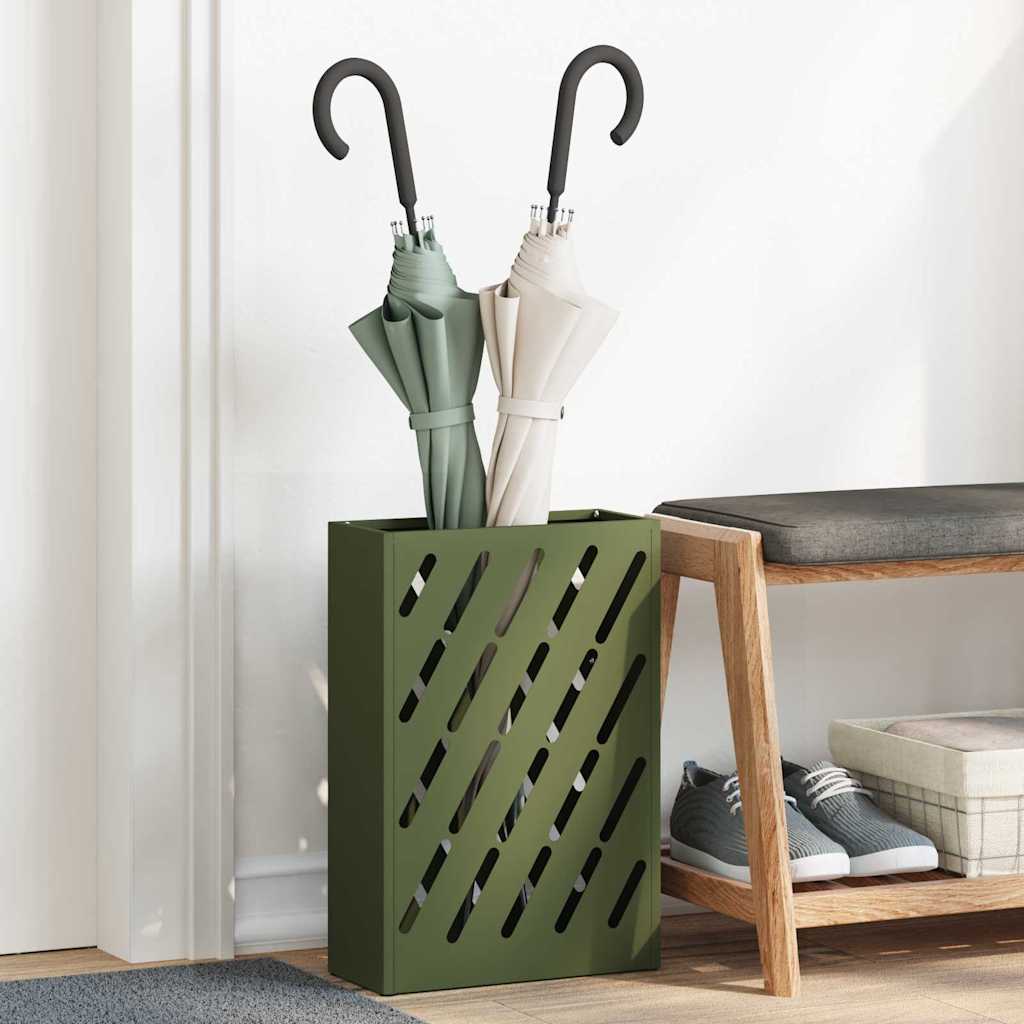 Umbrella Stand Olive green 28 x 12 x 41 cm Steel