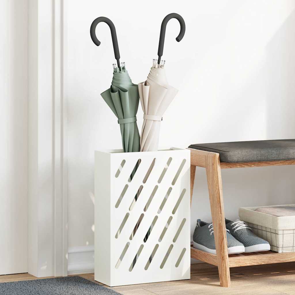 Umbrella Stand White 28 x 12 x 41 cm Steel