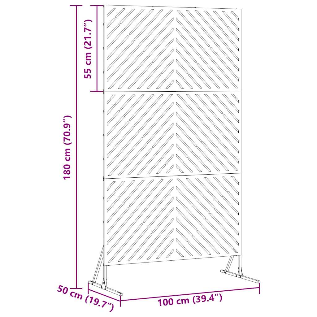 Privacy Screen Olive 100 x 50 x 180 cm Steel