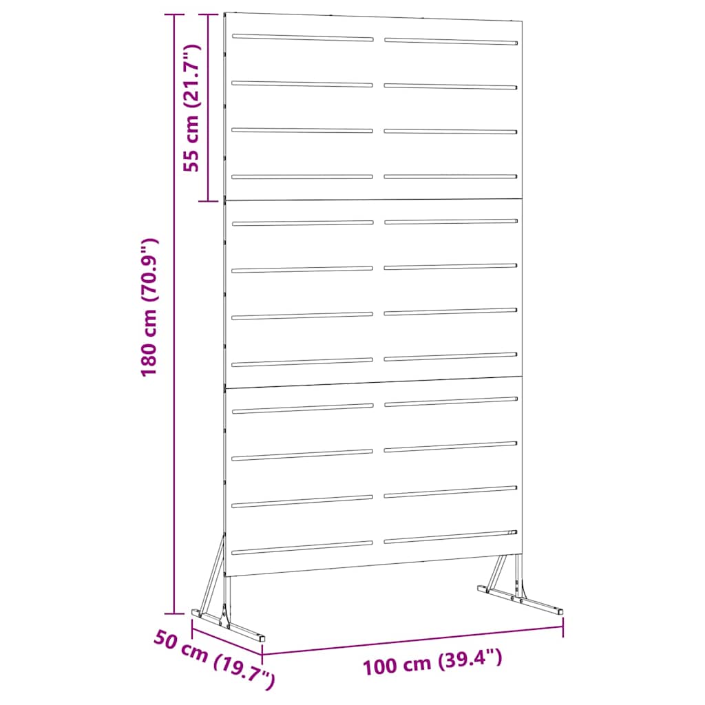 Privacy Screen Grey 100 x 50 x 180 cm Steel