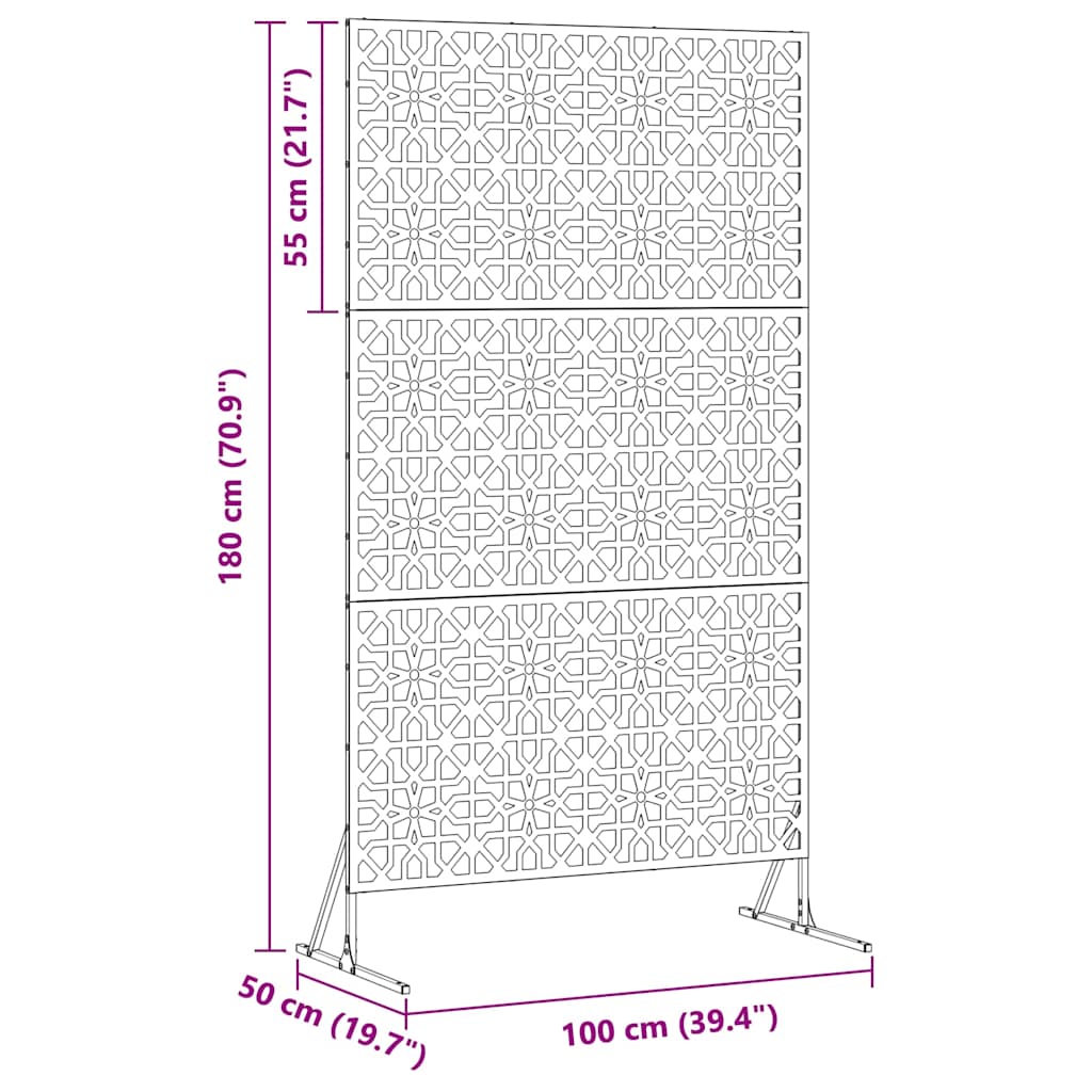 Privacy Screen Grey 100 x 50 x 180 cm Steel