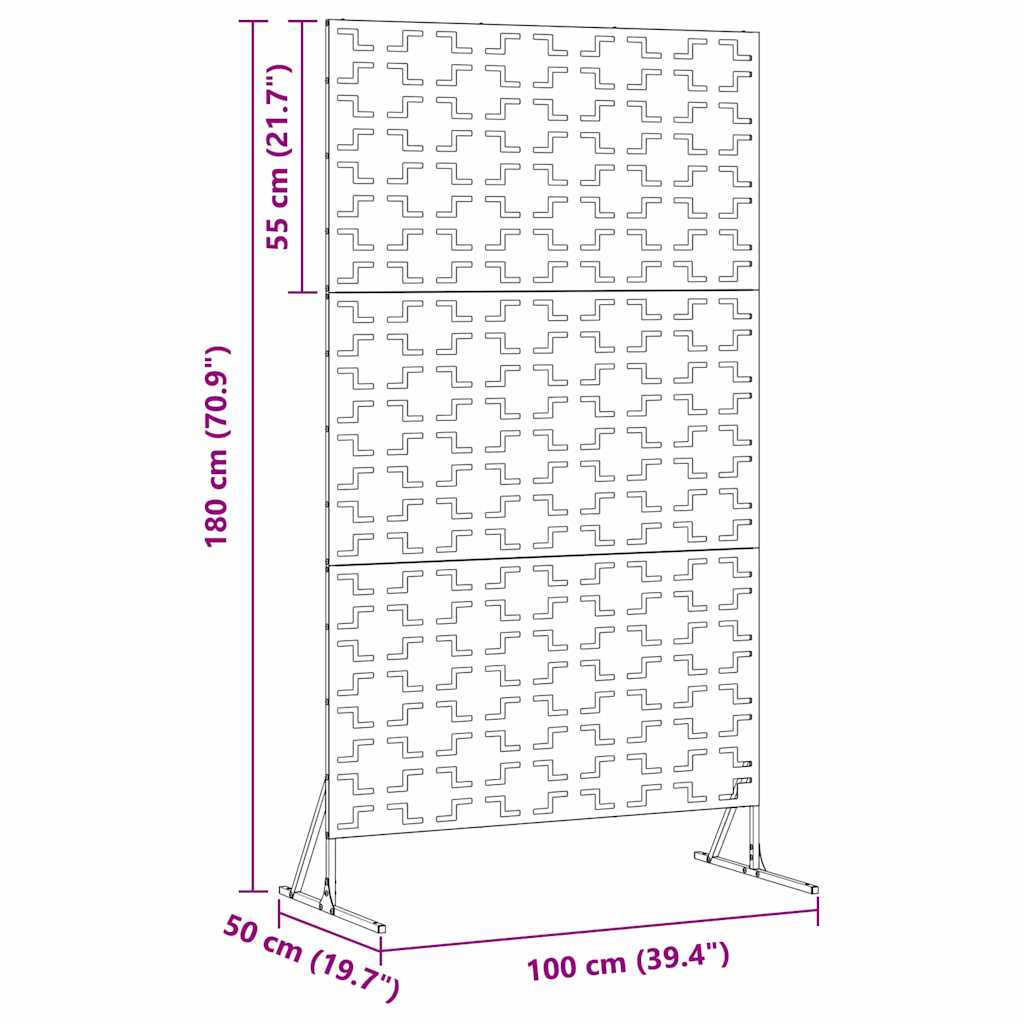 Privacy Screen Grey 100 x 50 x 180 cm Steel