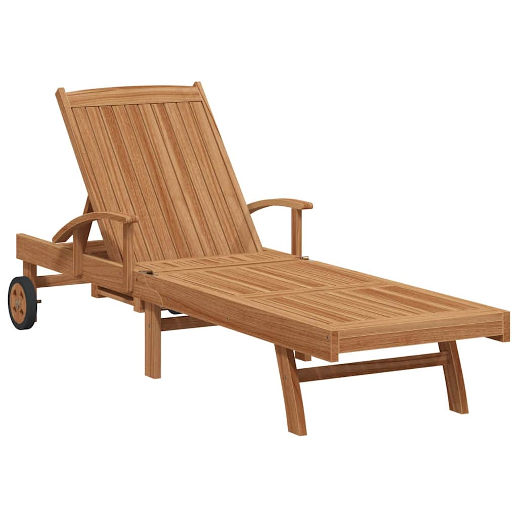 Sun lounger 2 pcs Solid Teak Wood Brown