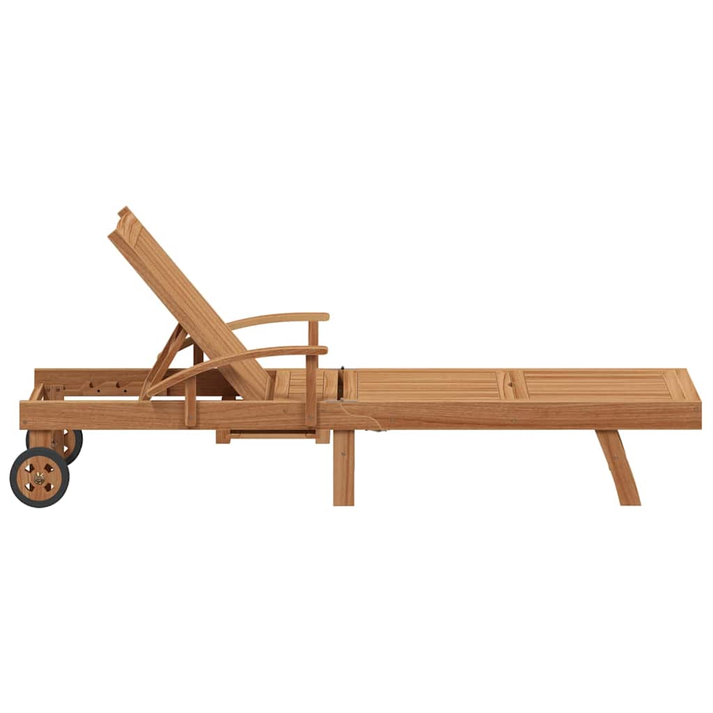 Sun lounger 2 pcs Solid Teak Wood Brown