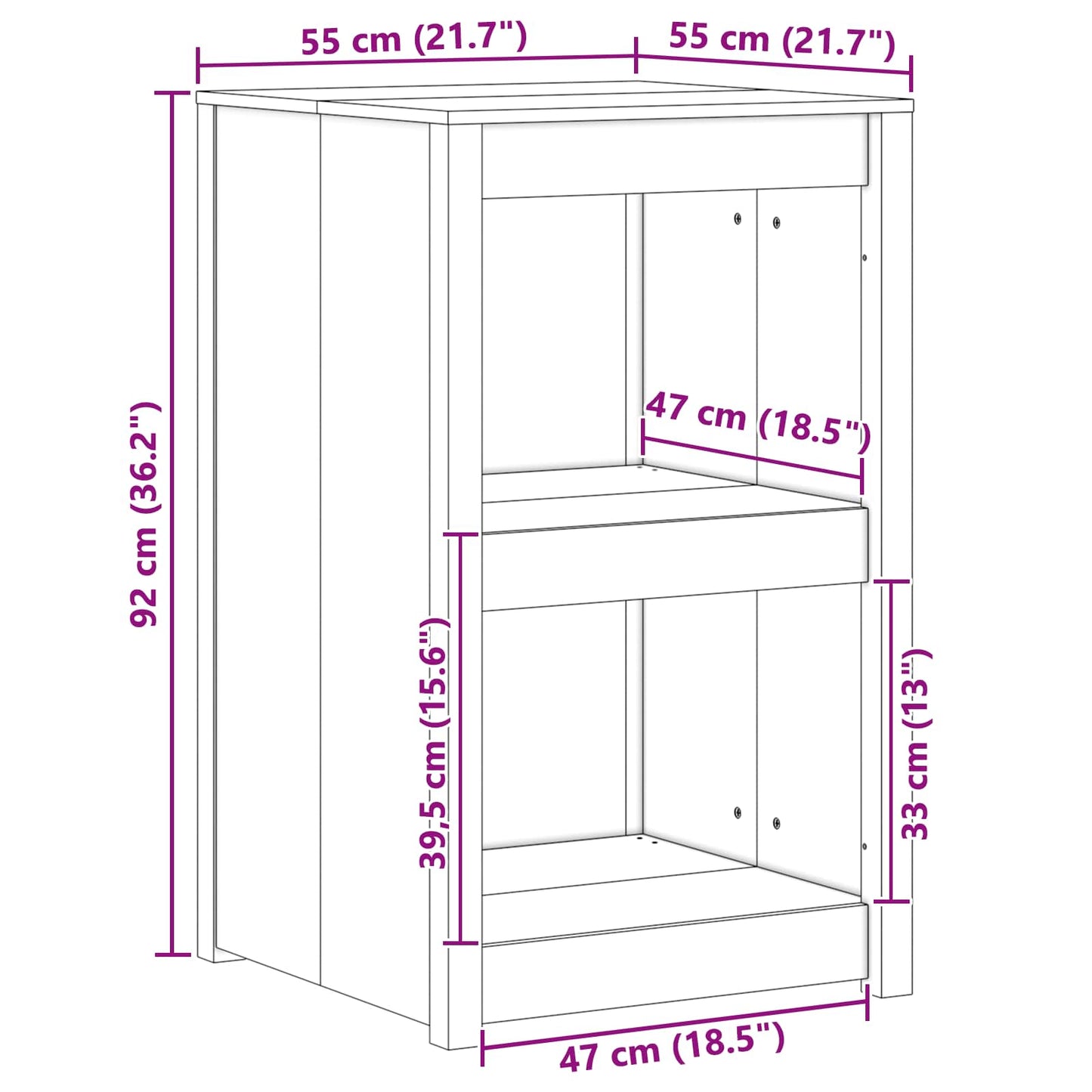 Kitchen Cabinet with Shelf MEPPEL Brown Oak 55 x 55 x 92 cm