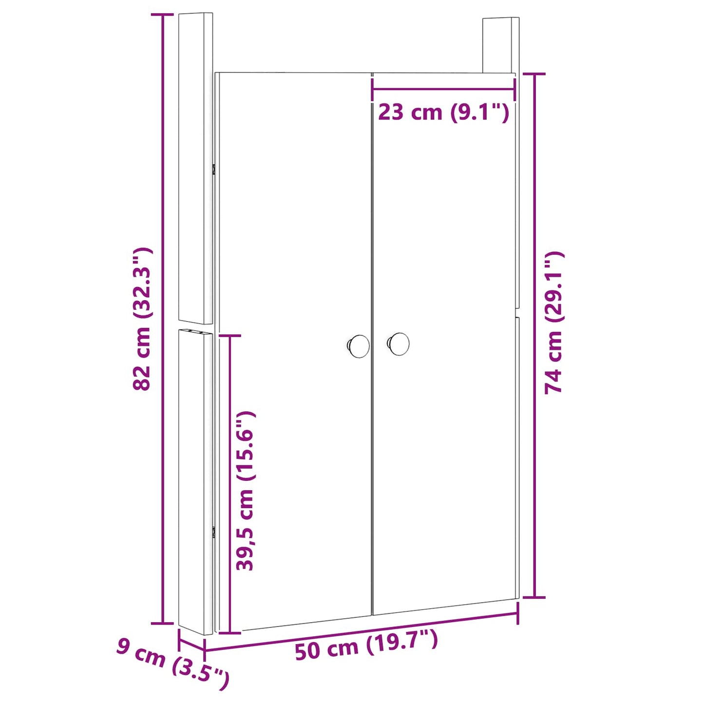 Kitchen Door MEPPEL Brown Oak 50 x 9 x 82 cm Solid Pine wood