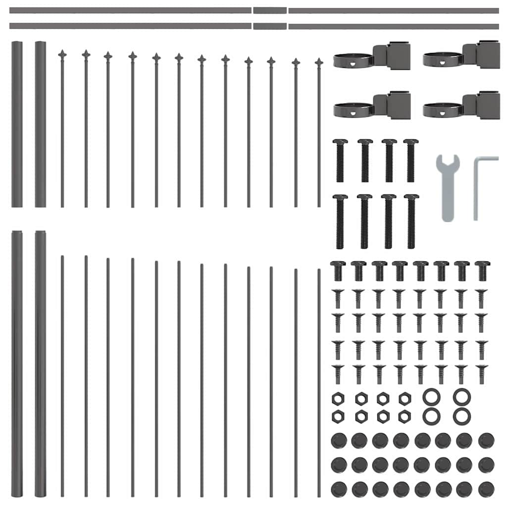 Garden Fence Woerden Grey 170 x 190 cm Powder-Coated Steel