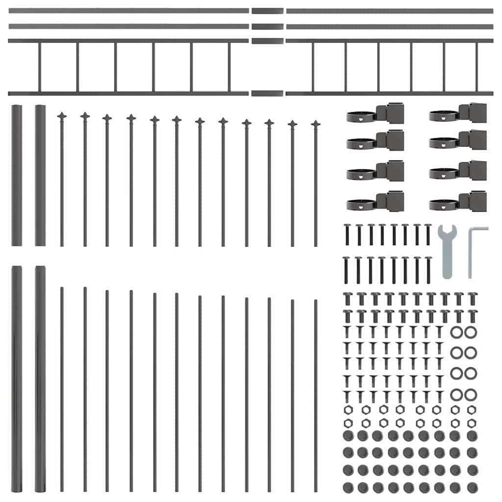 Garden Fence Woerden Grey 170 x 225 cm Powder-Coated Steel