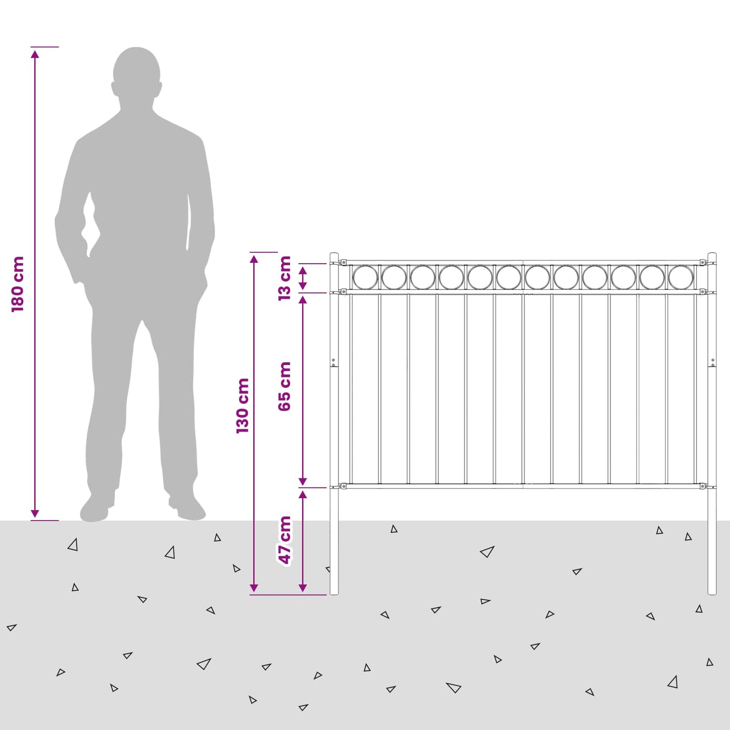Fence Element ASSEN Grey 170 x 130 cm Steel
