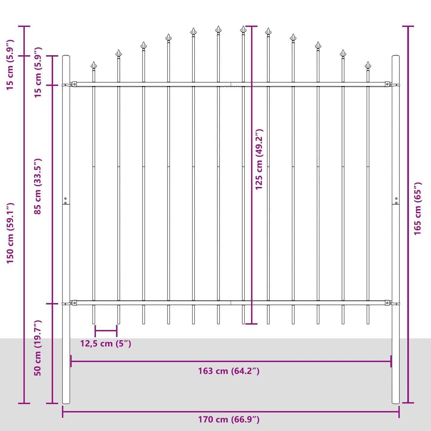 Garden Fence Woerden White 170 x 165 cm Powder-Coated Steel