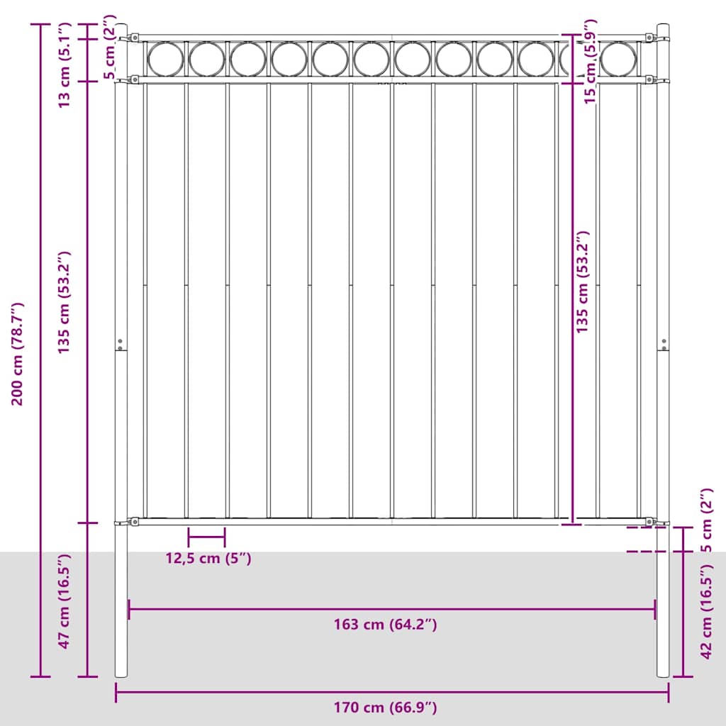 Fence Element ASSEN White 170 x 200 cm Steel