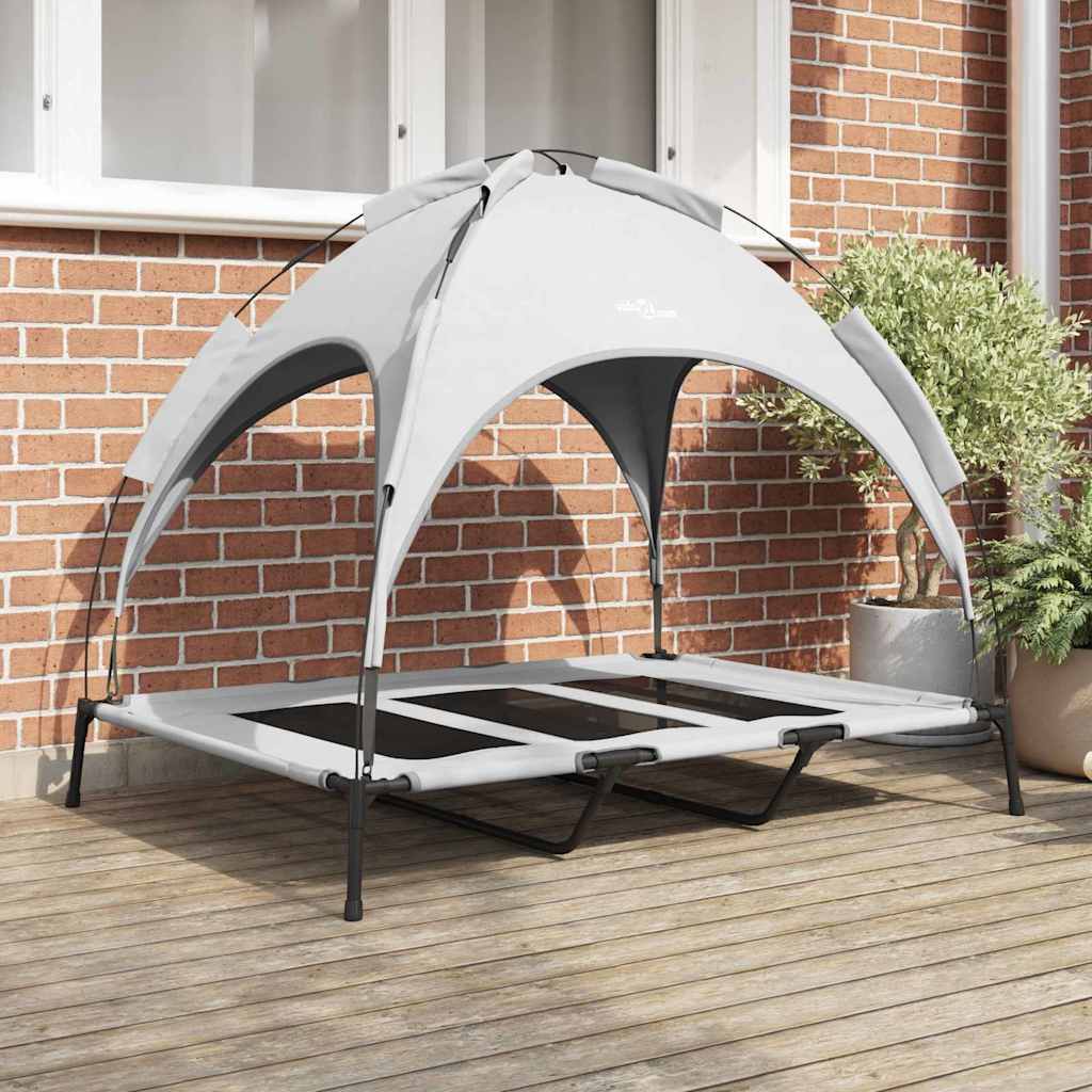 Dog Bed Folding Manual Silver Grey 122 x 93 x 106.5 cm Steel