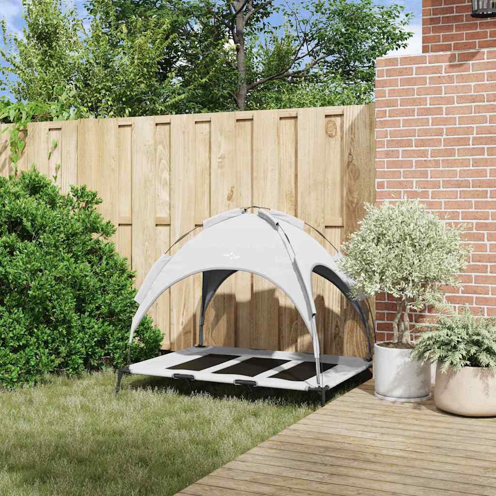 Dog Bed Folding Manual Silver Grey 122 x 93 x 106.5 cm Steel