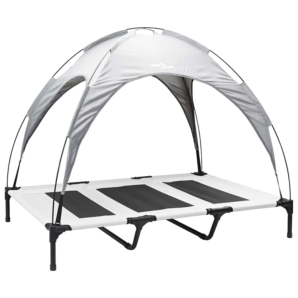 Dog Bed Folding Manual Silver Grey 122 x 93 x 106.5 cm Steel