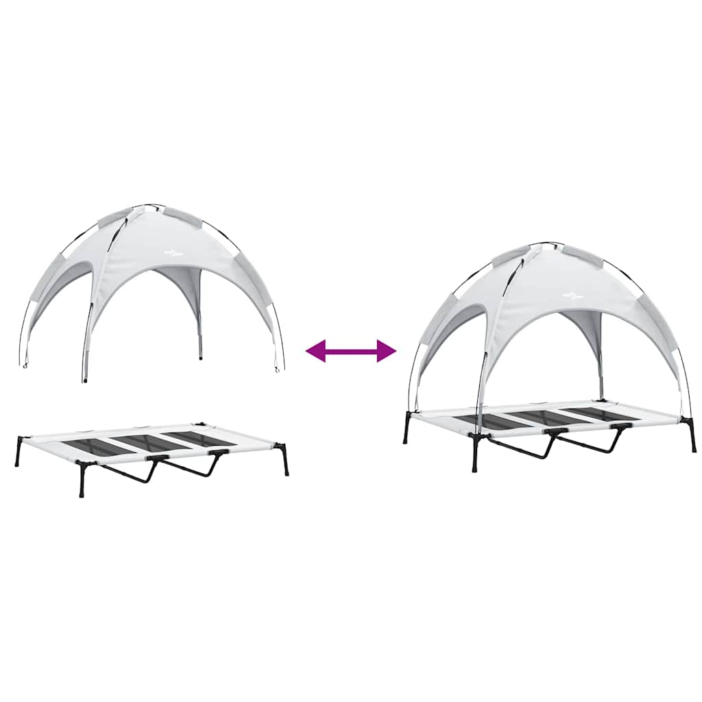 Dog Bed Folding Manual Silver Grey 122 x 93 x 106.5 cm Steel