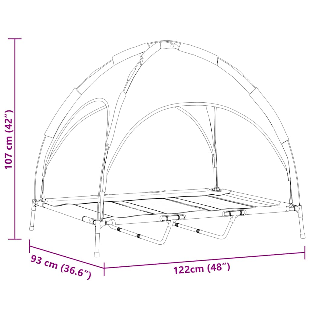 Dog Bed Folding Manual Silver Grey 122 x 93 x 106.5 cm Steel