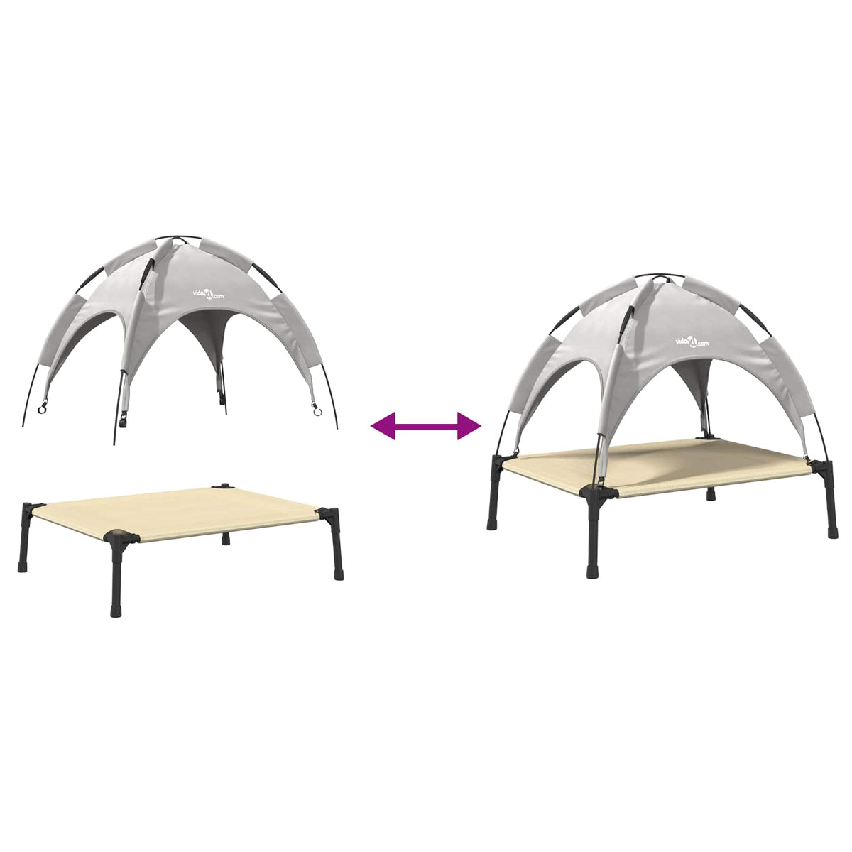 Dog Bed 63 x 49.5 x 60 cm Steel Silver Grey