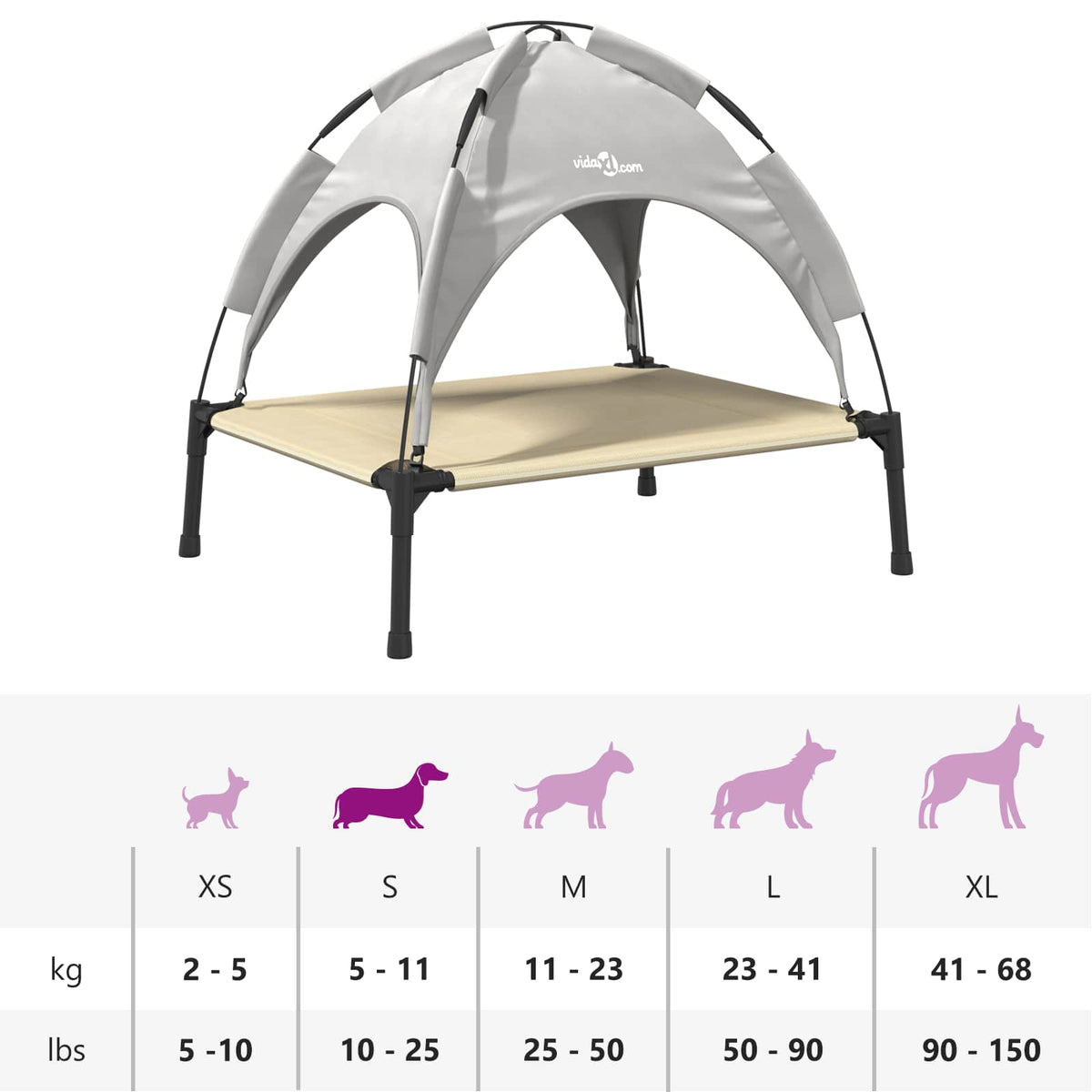 Dog Bed 63 x 49.5 x 60 cm Steel Silver Grey