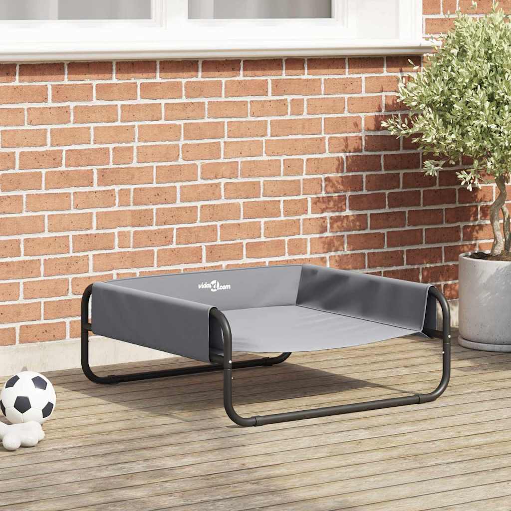 Dog Bed Folding Manual Light Grey 75 x 75 x 30 cm Steel