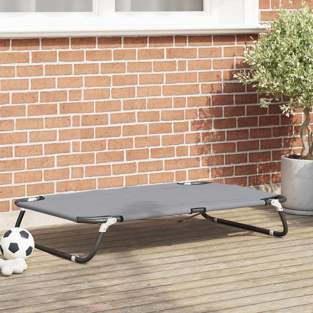 Dog Bed Folding Manual Light Grey 90 x 55 x 18 cm Steel