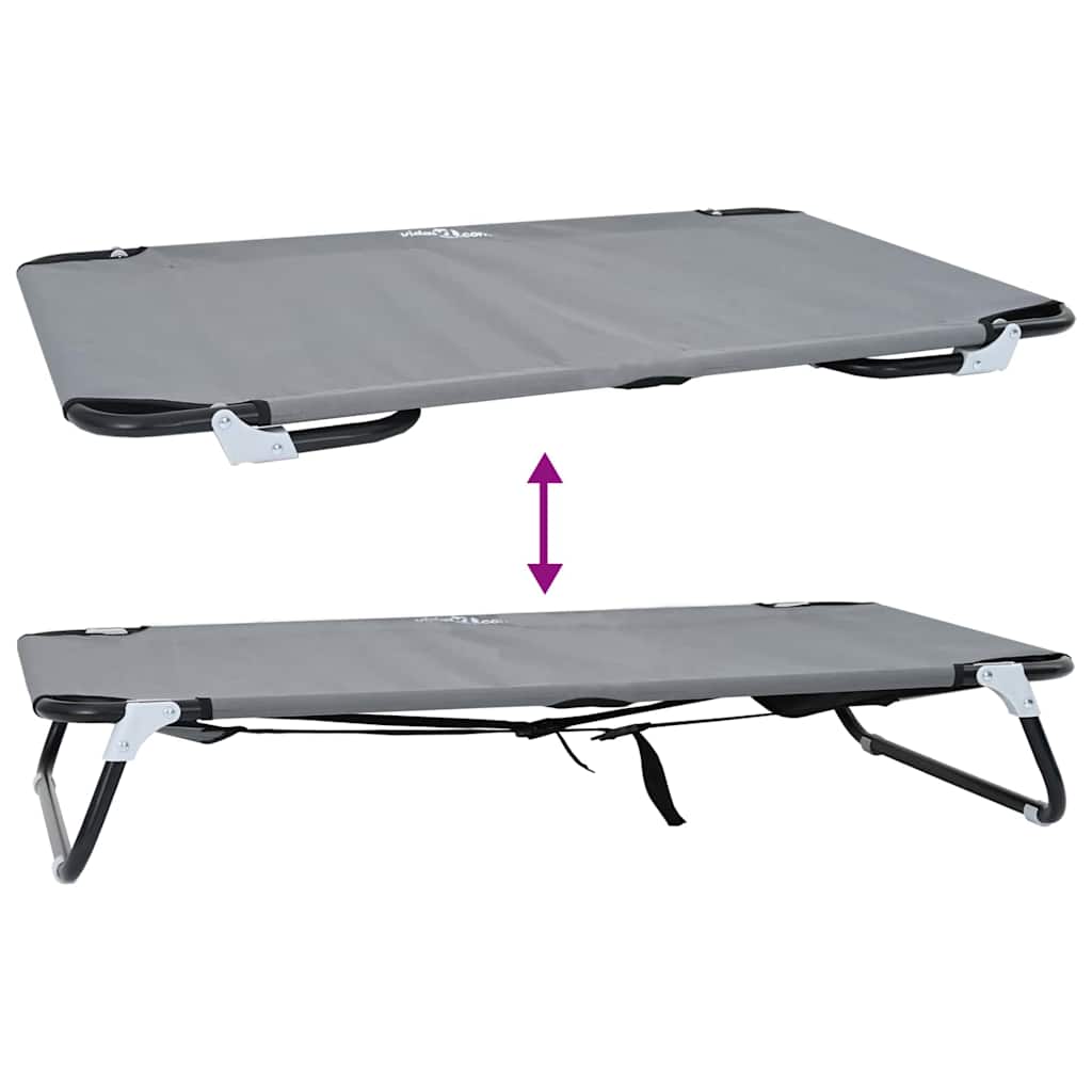 Dog Bed Folding Manual Light Grey 90 x 55 x 18 cm Steel