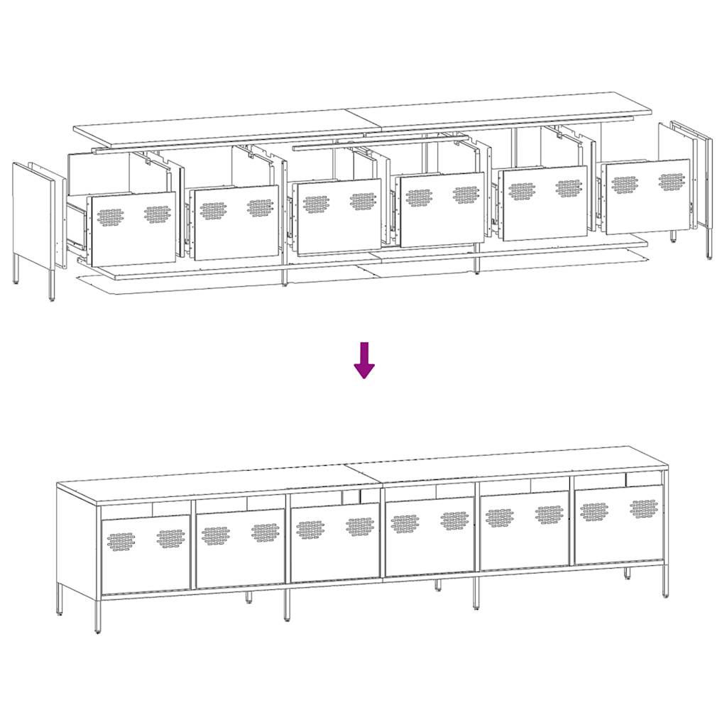 TV Cabinet Black 202x39x43,5 cm Cold-rolled Steel