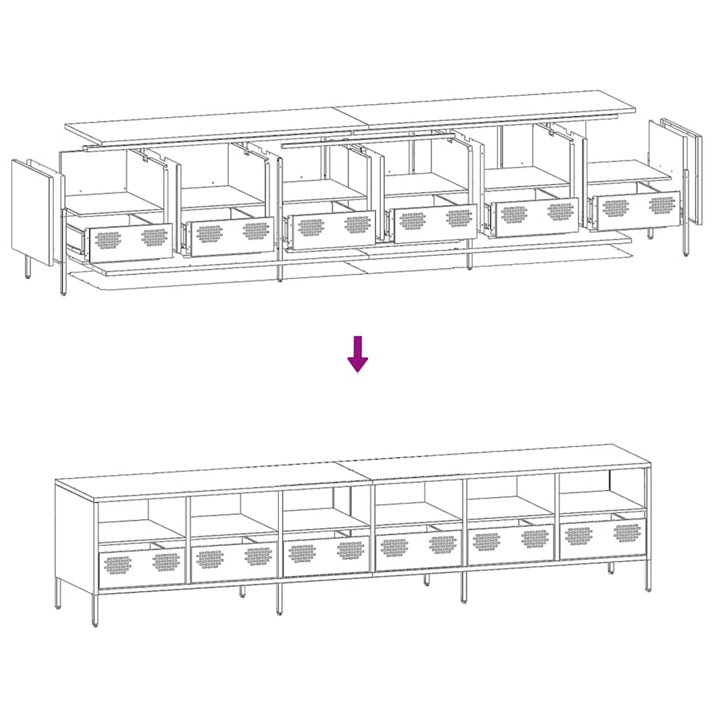 TV Cabinet Pink 202x39x43,5 cm Cold-rolled Steel