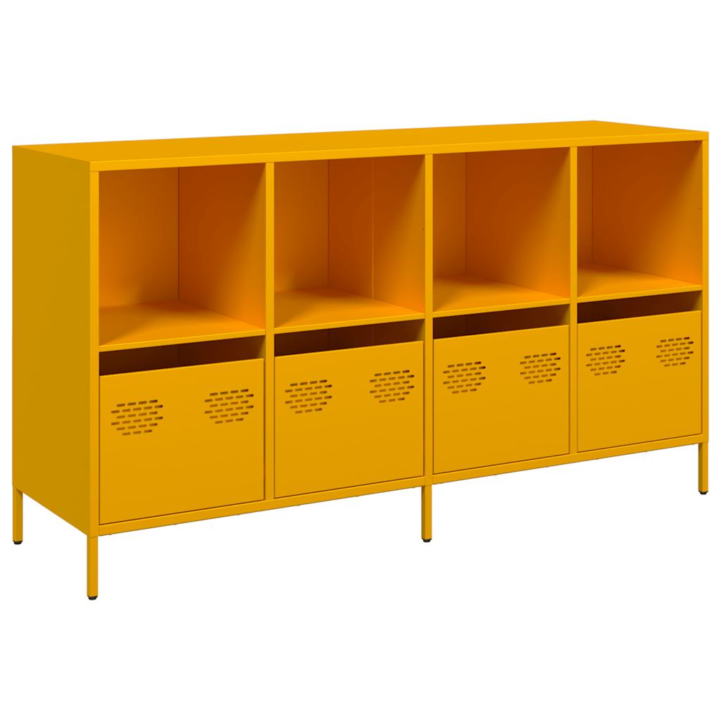 vidaXL Sideboard Mustard Yellow 135x39x73.5 cm Cold-rolled Steel