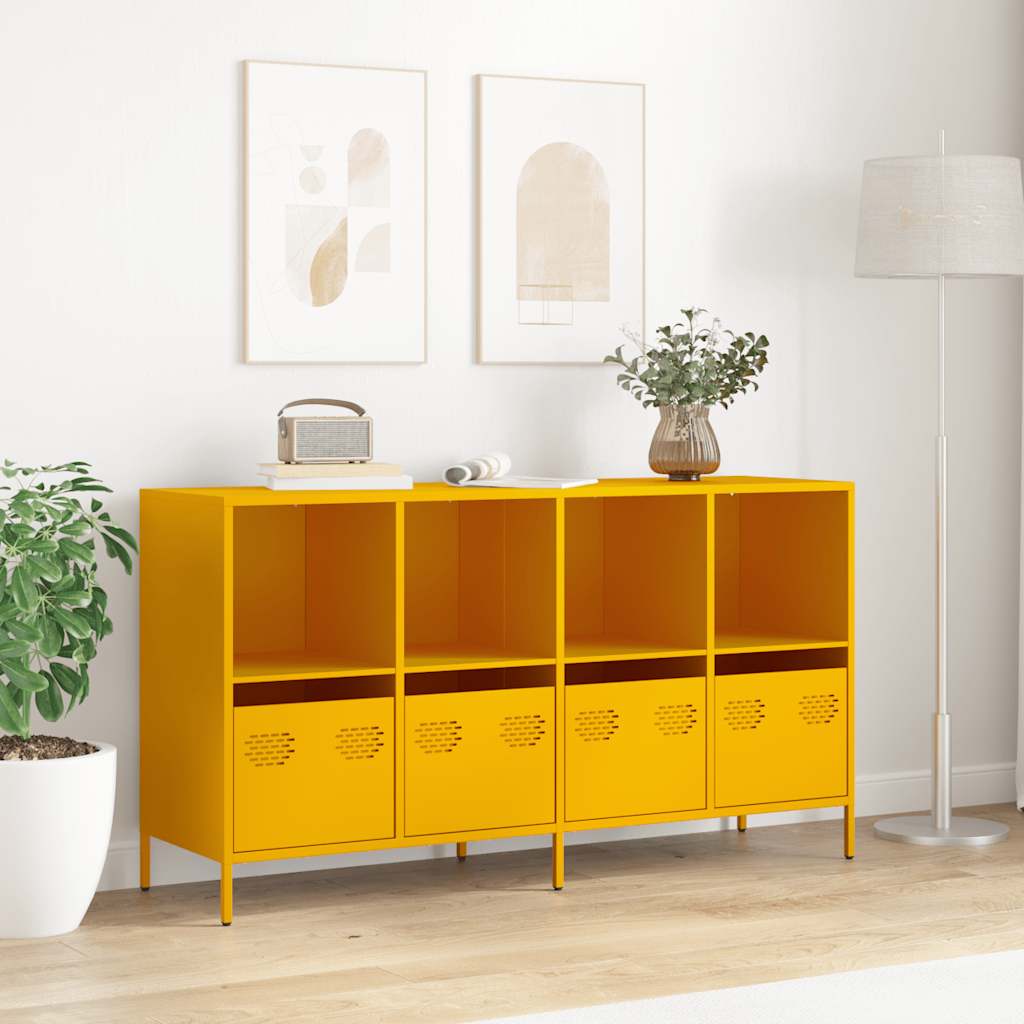 vidaXL Sideboard Mustard Yellow 135x39x73.5 cm Cold-rolled Steel