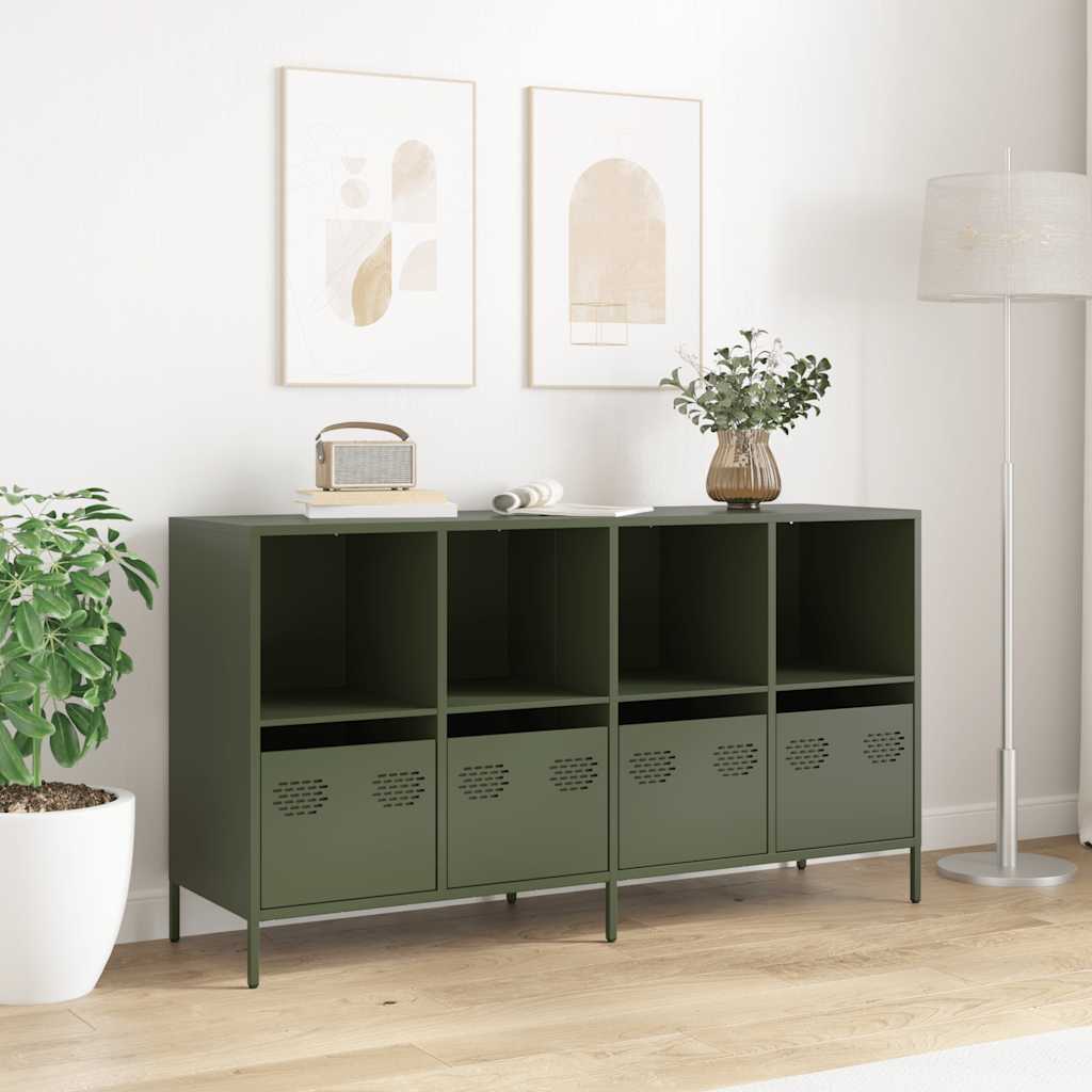 vidaXL Sideboard Olive Green 135x39x73.5 cm Cold-rolled Steel