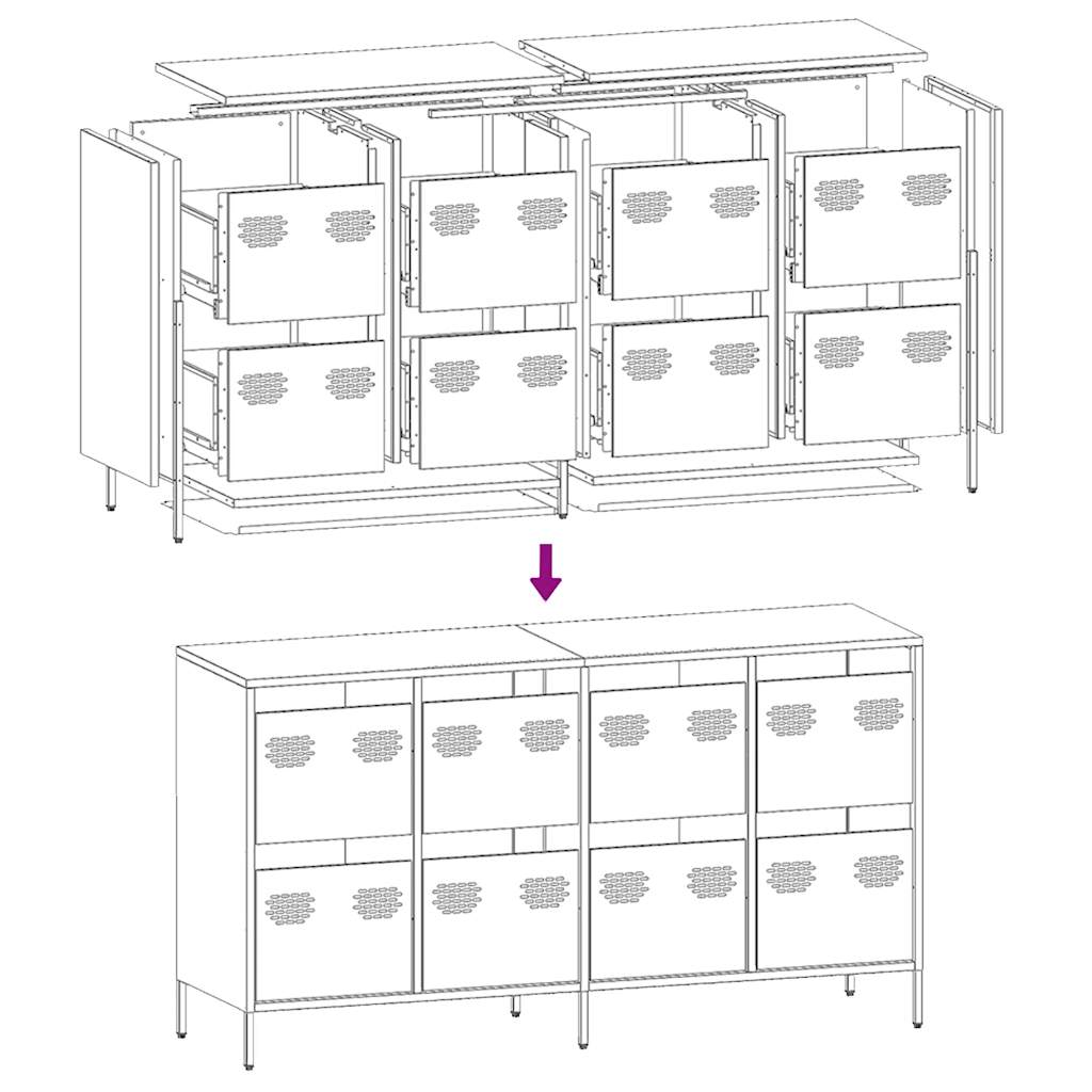 vidaXL Sideboard Black 135x39x73.5 cm Cold-rolled Steel