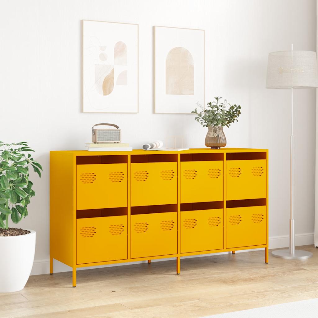 vidaXL Sideboard Mustard Yellow 135x39x73.5 cm Cold-rolled Steel