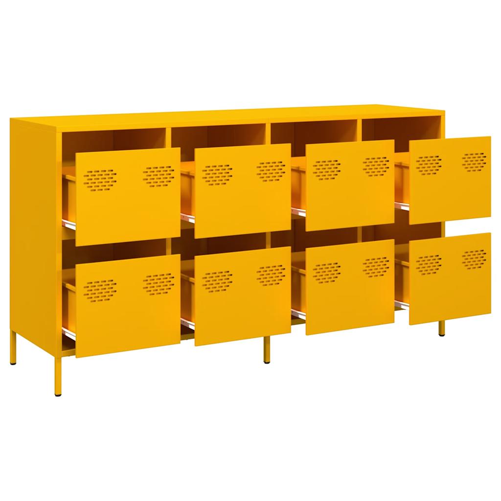 vidaXL Sideboard Mustard Yellow 135x39x73.5 cm Cold-rolled Steel