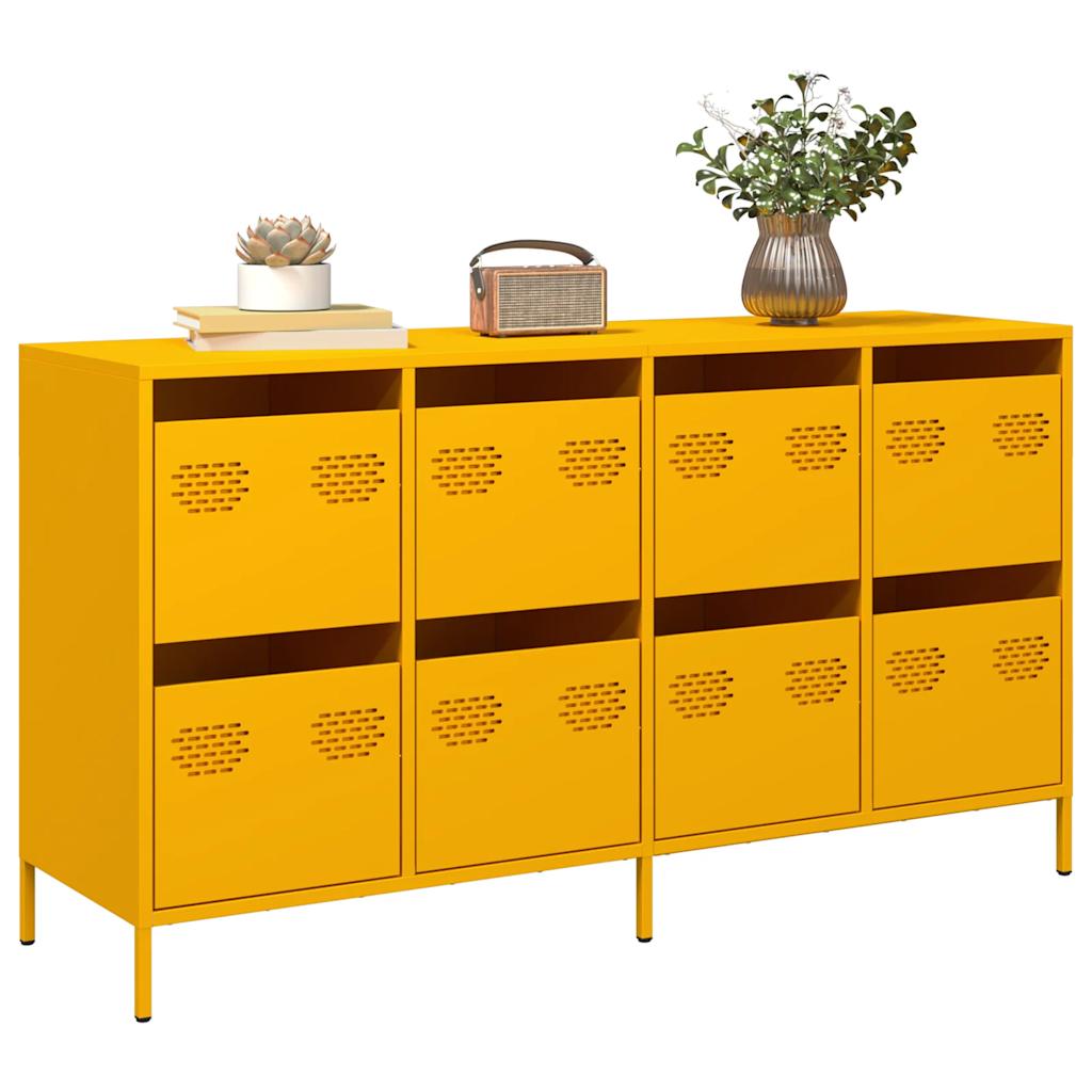 vidaXL Sideboard Mustard Yellow 135x39x73.5 cm Cold-rolled Steel