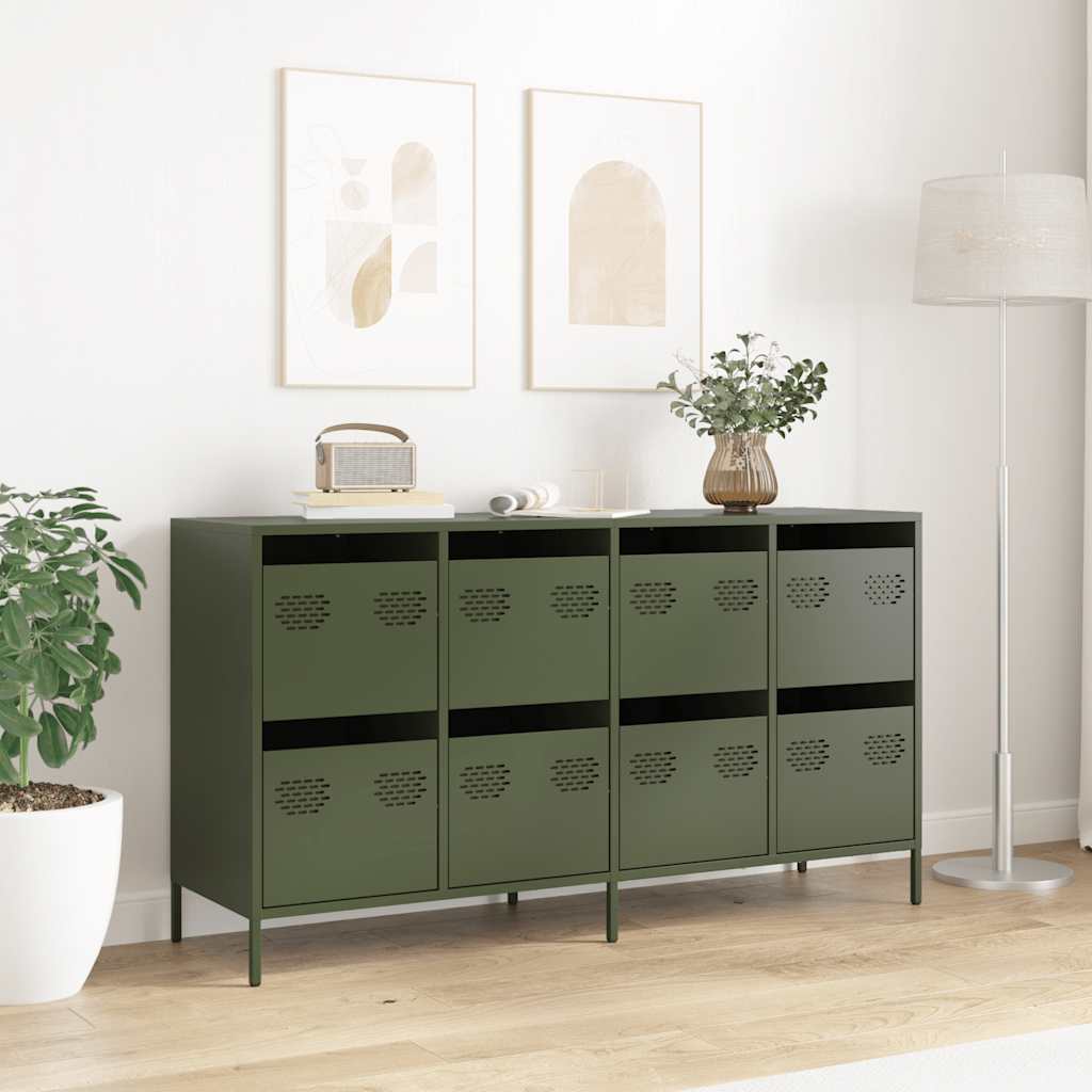 vidaXL Sideboard Olive Green 135x39x73.5 cm Cold-rolled Steel