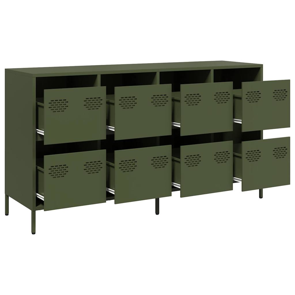 vidaXL Sideboard Olive Green 135x39x73.5 cm Cold-rolled Steel