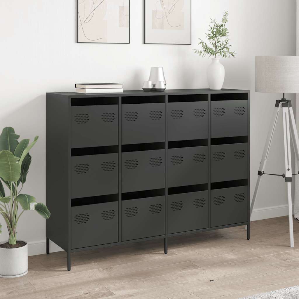 vidaXL Sideboard Black 135x39x103.5 cm Cold-rolled Steel