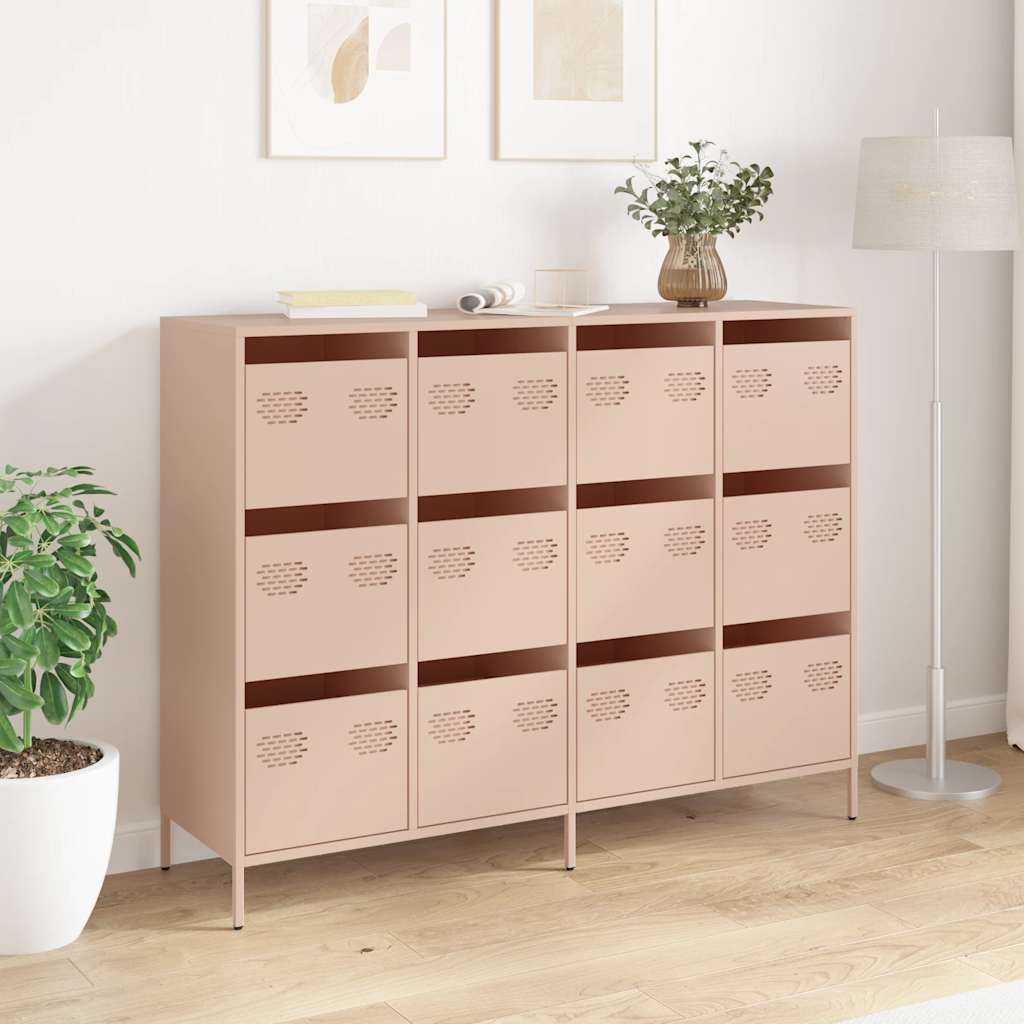 vidaXL Sideboard Pink 135x39x103.5 cm Cold-rolled Steel